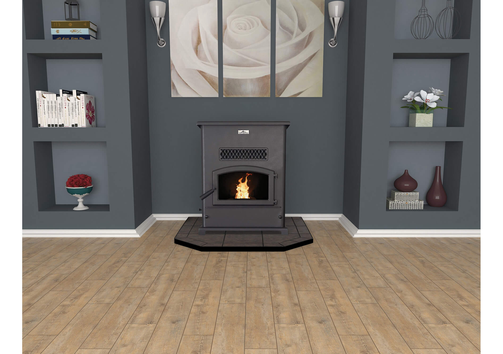 Breckwell SP1000 BIG E Free Standing Pellet Stove, Cast Door