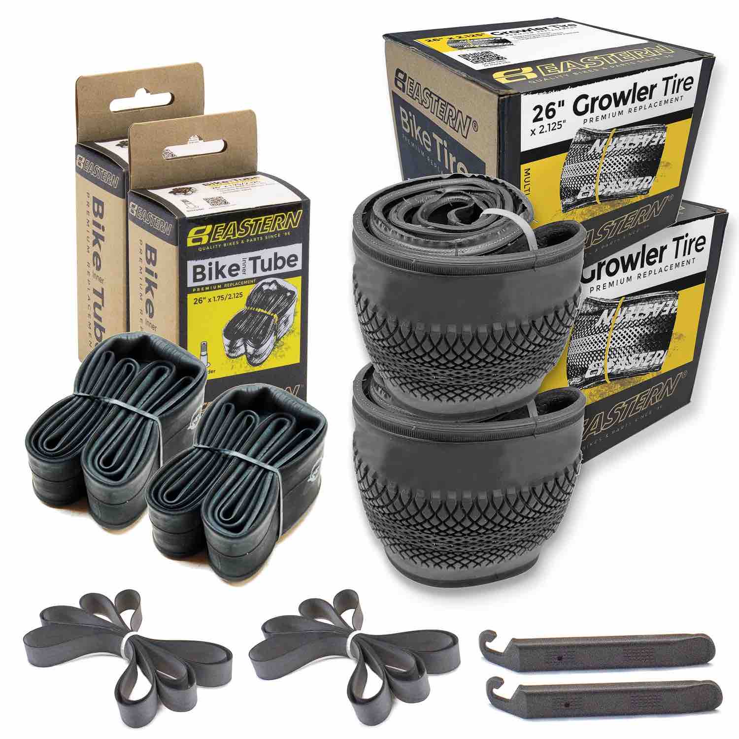 Eastern Bikes Replacement 26" TIRE & TUBE REPAIR KIT for Growler BMX Bicycle, 2 Pack