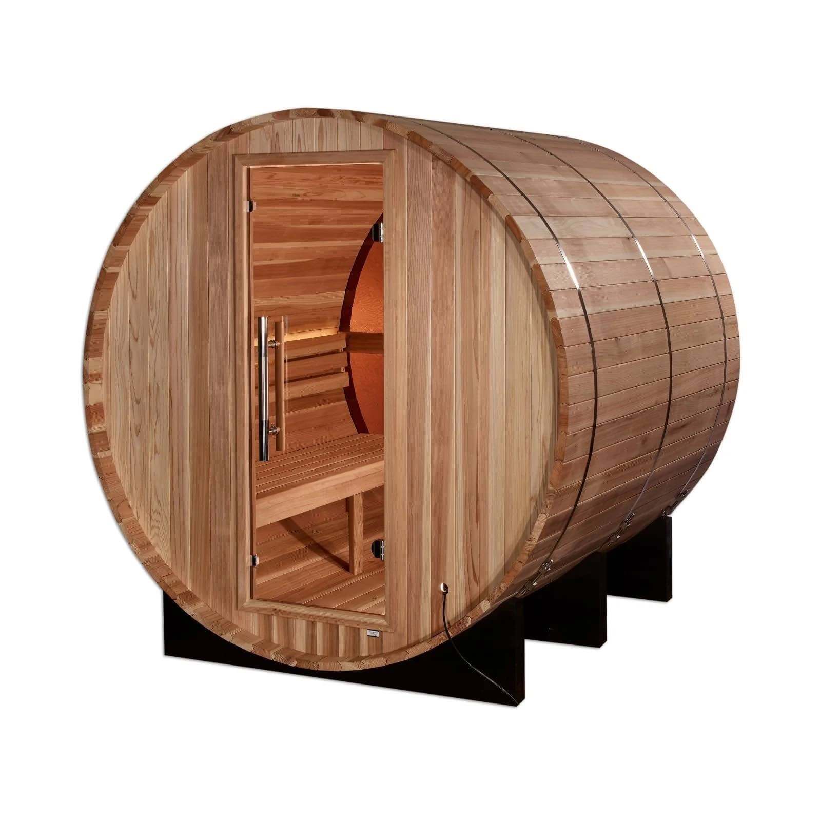 Golden Designs ZURICH GDI-B024-01 4 Person Steam Barrel Sauna, Bronze Privacy View, Pacific Cedar Wood