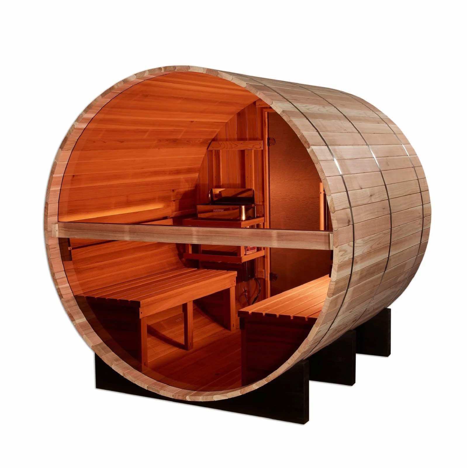 Golden Designs ZURICH GDI-B024-01 4 Person Steam Barrel Sauna, Bronze Privacy View, Pacific Cedar Wood