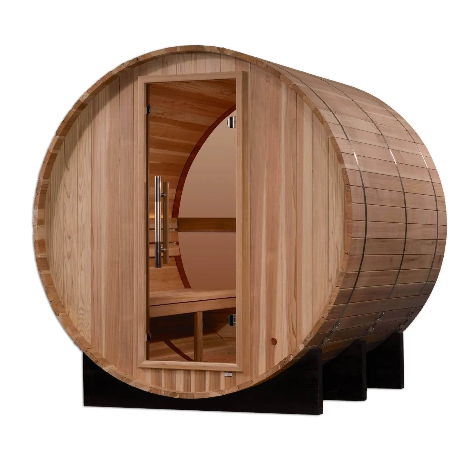 Golden Designs ZURICH GDI-B024-01 4 Person Steam Barrel Sauna, Bronze Privacy View, Pacific Cedar Wood