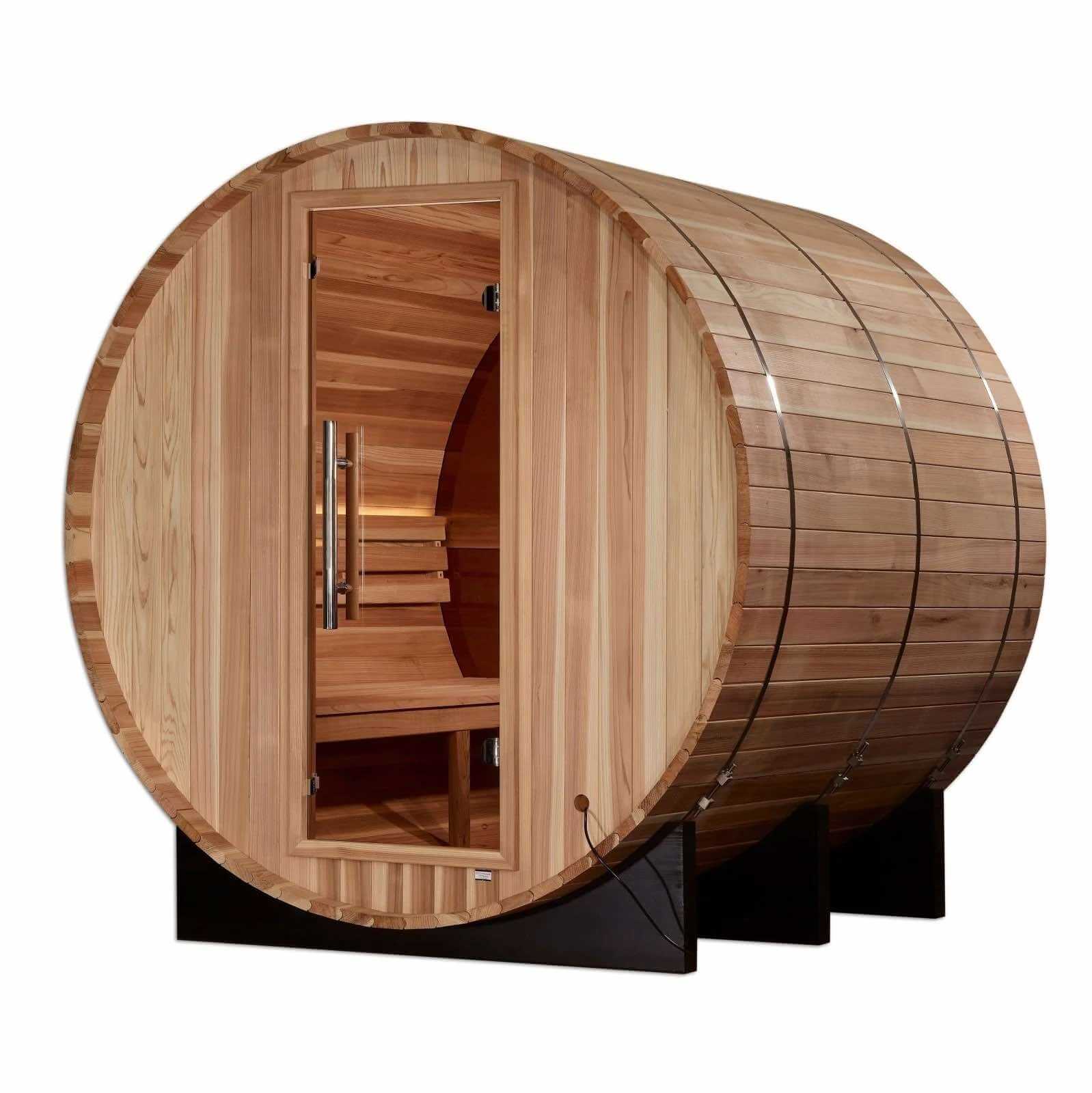 Golden Designs ZURICH GDI-B024-01 4 Person Steam Barrel Sauna, Bronze Privacy View, Pacific Cedar Wood