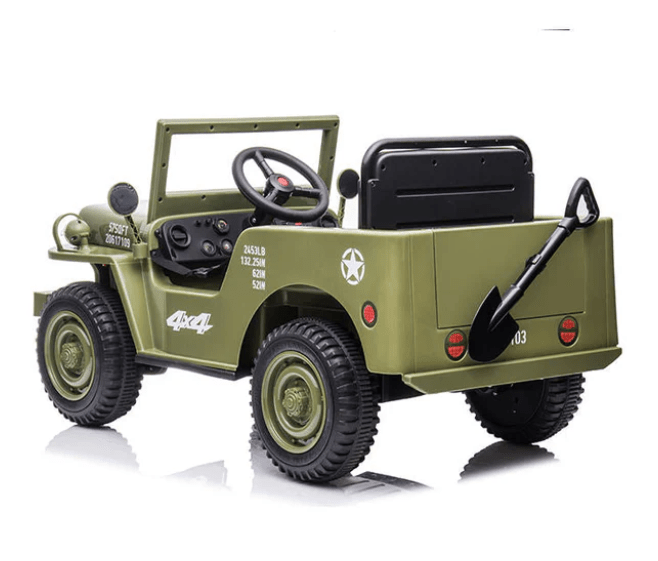 Mini Moto Toys Military Car JP-101 12V Kids Electric Ride-On Toy Parental Remote, Olive Green