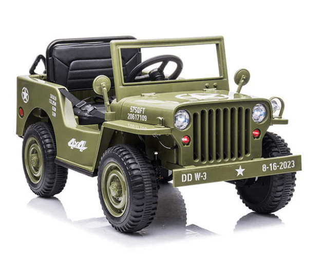 Mini Moto Toys Military Car JP-101 12V Kids Electric Ride-On Toy Parental Remote, Olive Green