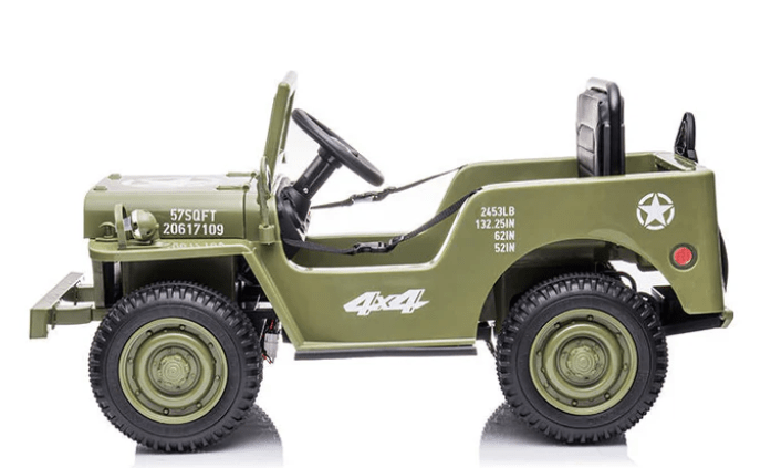 Mini Moto Toys Military Car JP-101 12V Kids Electric Ride-On Toy Parental Remote, Olive Green