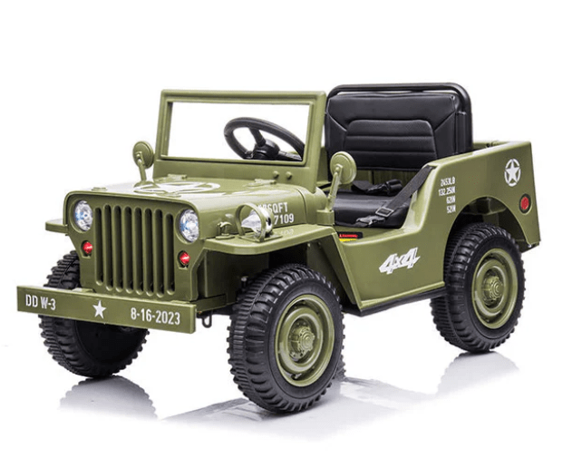 Mini Moto Toys Military Car JP-101 12V Kids Electric Ride-On Toy Parental Remote, Olive Green