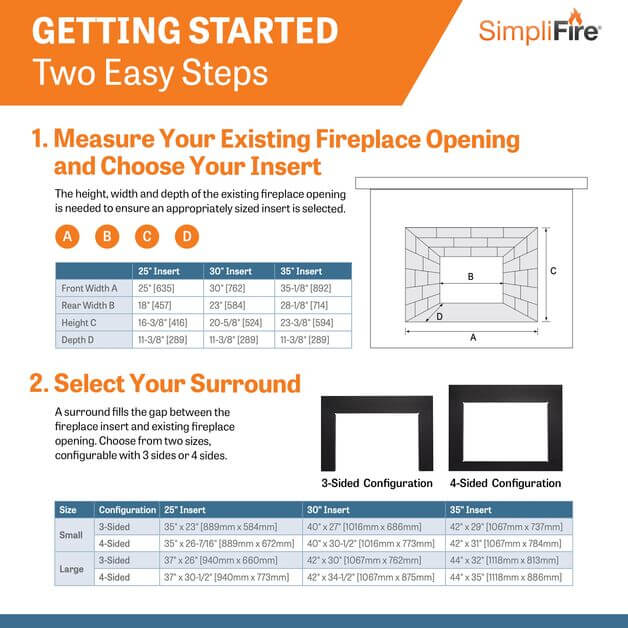 SimpliFire SF-INS25 25" Plug-In Electric Fireplace Insert