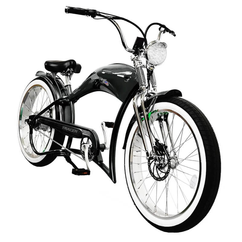 Tracer TWENTY5 DS 500W 48V 5 Speed Fat Tire Chopper Stretch Cruiser Electric Bike