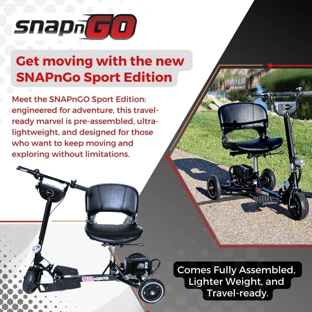 Glion SNAPnGO SPORT Edition 36V Electric Travel Mobility Scooter Folding Tricycle