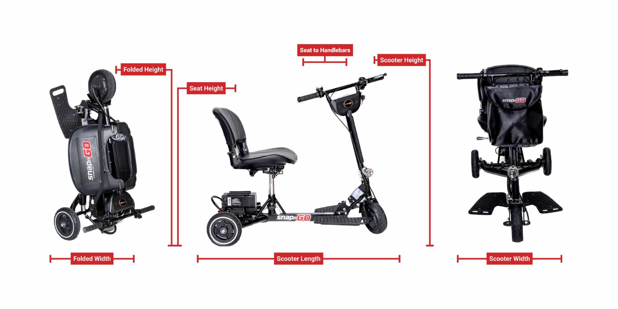 Glion SNAPnGO SPORT Edition 36V Electric Travel Mobility Scooter Folding Tricycle