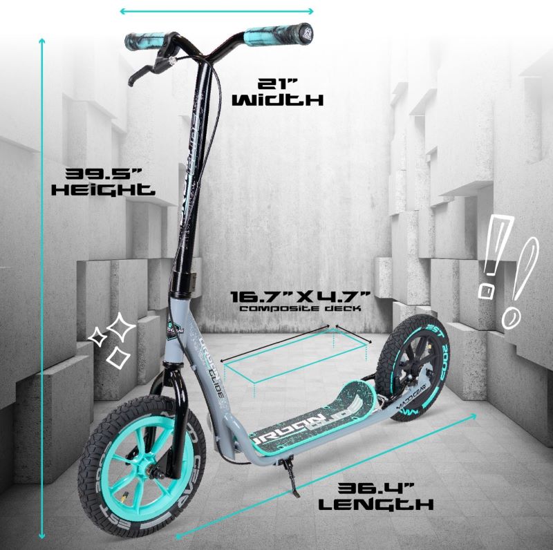 Madd Gear URBAN GLIDE 300 Complete Body-Powered Kick Commuter Scooter