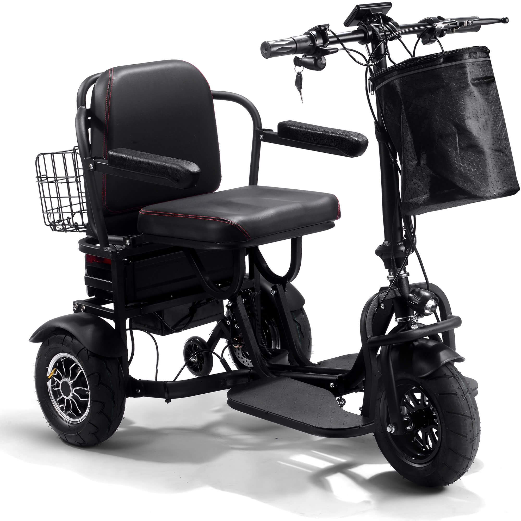 MotoTec 1000W 48V 3 Speed Folding Portable Travel Dual Motor Mobility Electric Trike