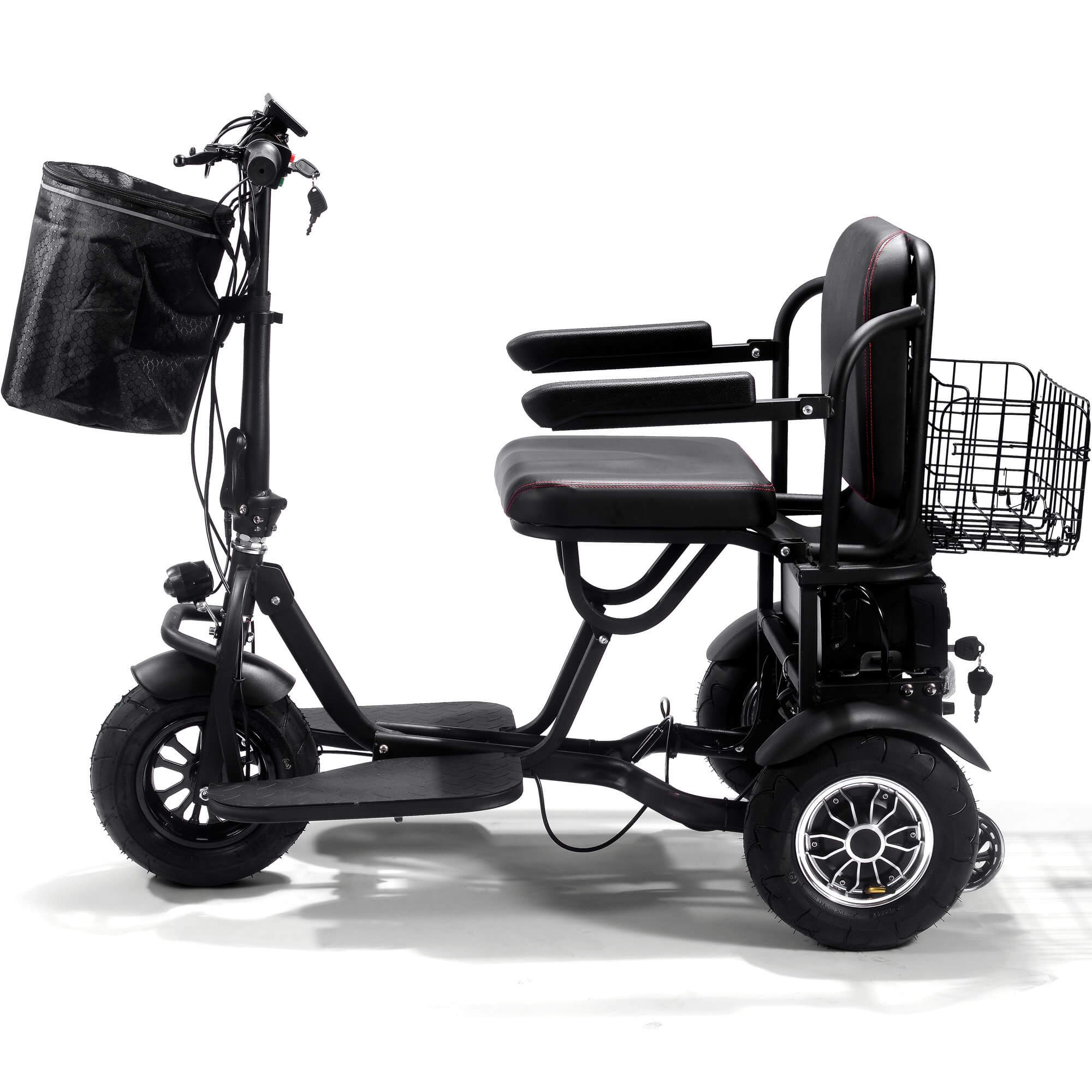 MotoTec 1000W 48V 3 Speed Folding Portable Travel Dual Motor Mobility Electric Trike