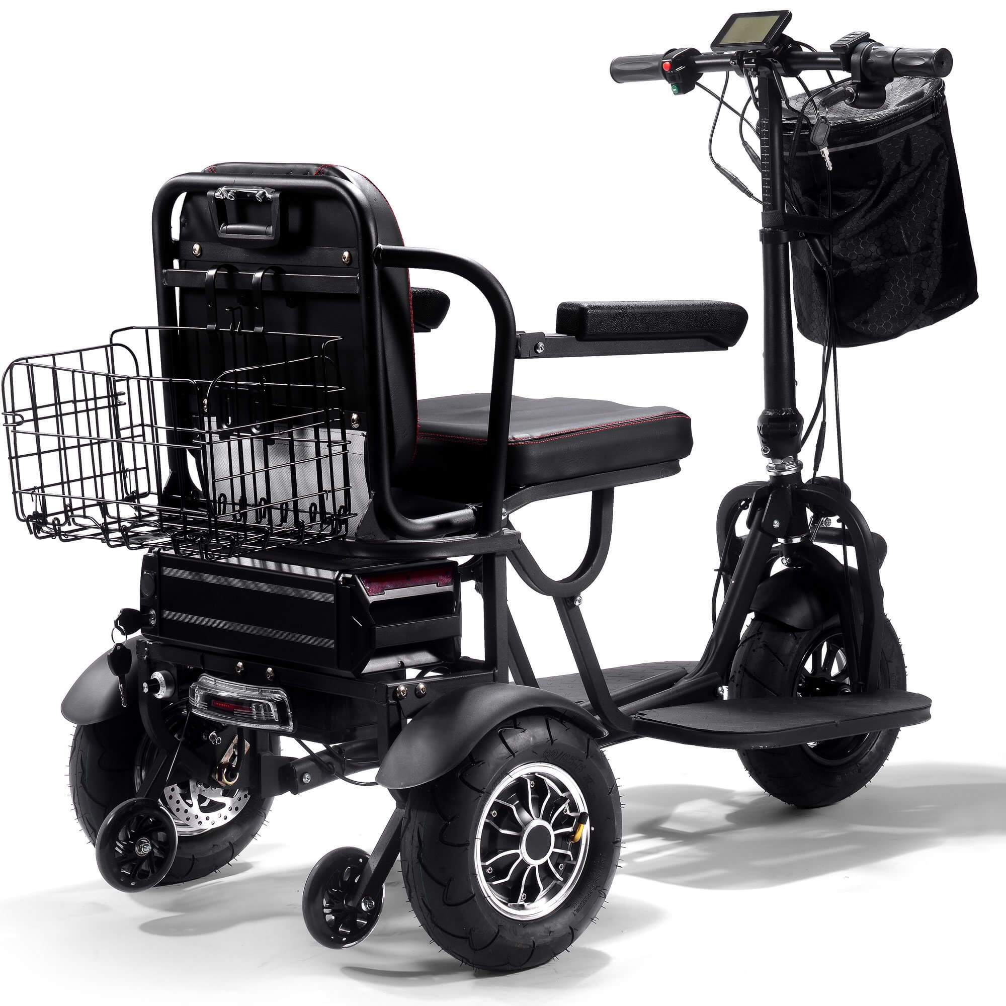 MotoTec 1000W 48V 3 Speed Folding Portable Travel Dual Motor Mobility Electric Trike