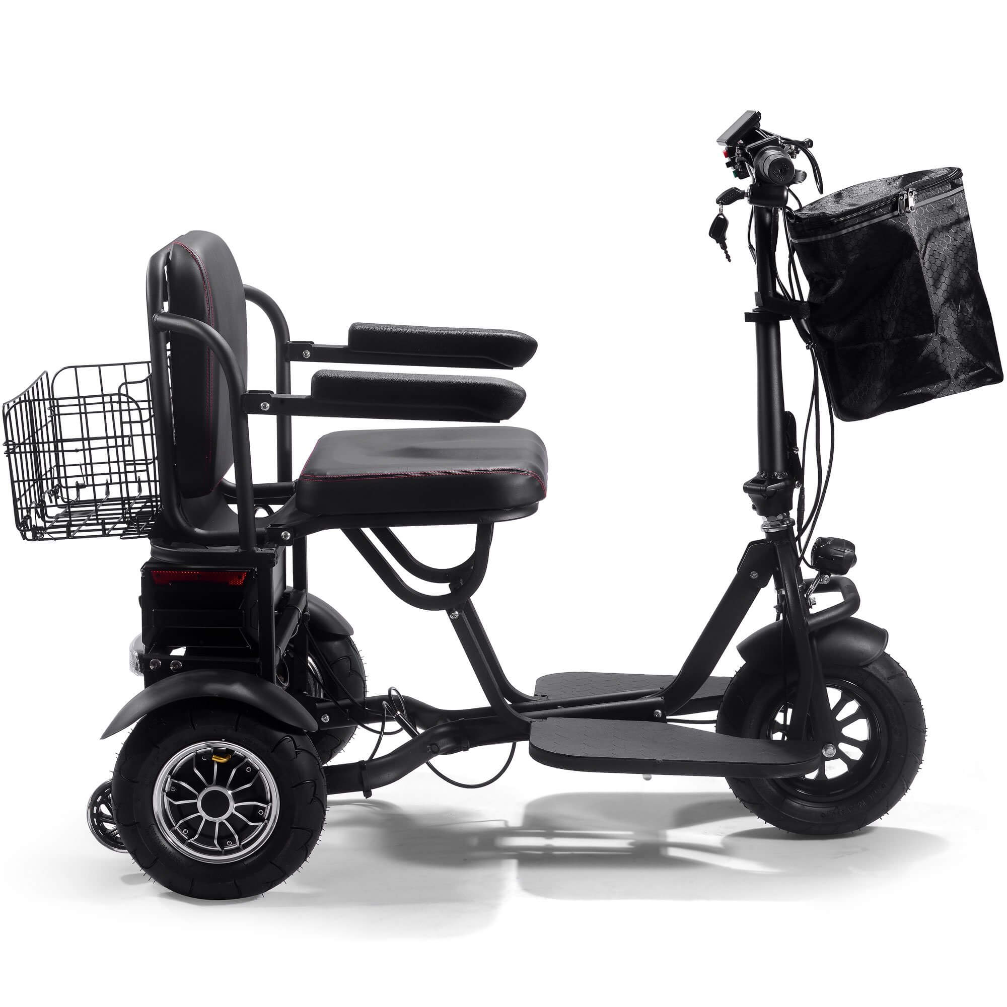 MotoTec 1000W 48V 3 Speed Folding Portable Travel Dual Motor Mobility Electric Trike