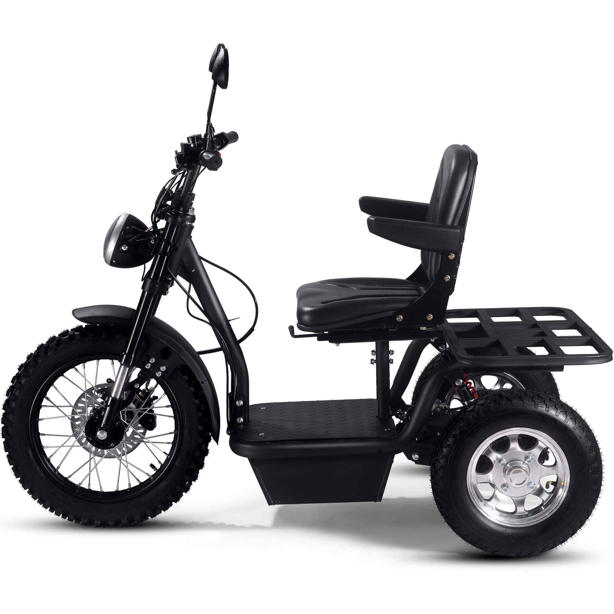 MotoTec 1800W 60V Sit/Stand Electric Powered Trike, MT-TRK-1800_Black