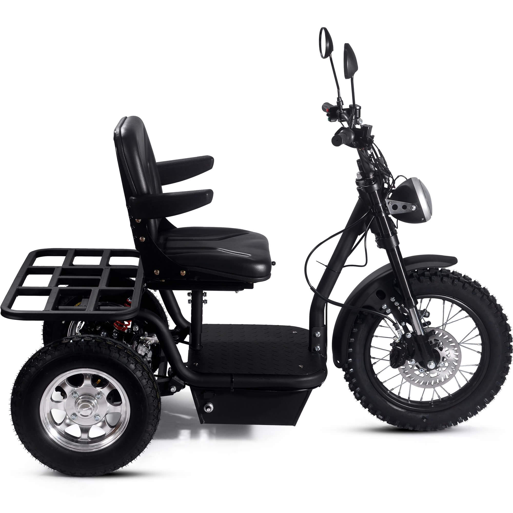 MotoTec 1800W 60V Sit/Stand Electric Powered Trike, MT-TRK-1800_Black