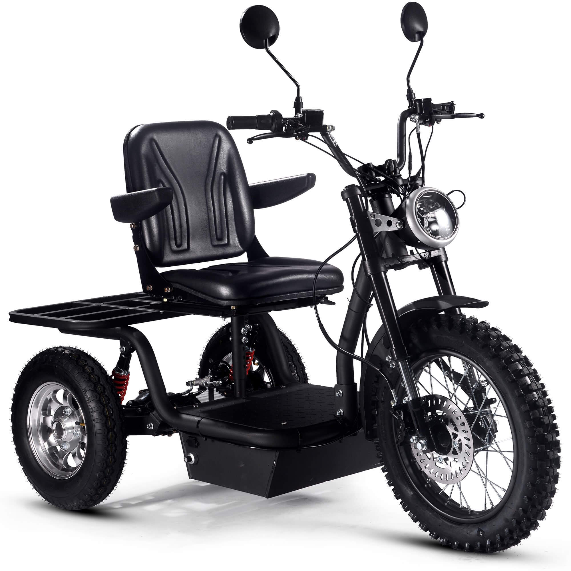 MotoTec 1800W 60V Sit/Stand Electric Powered Trike, MT-TRK-1800_Black