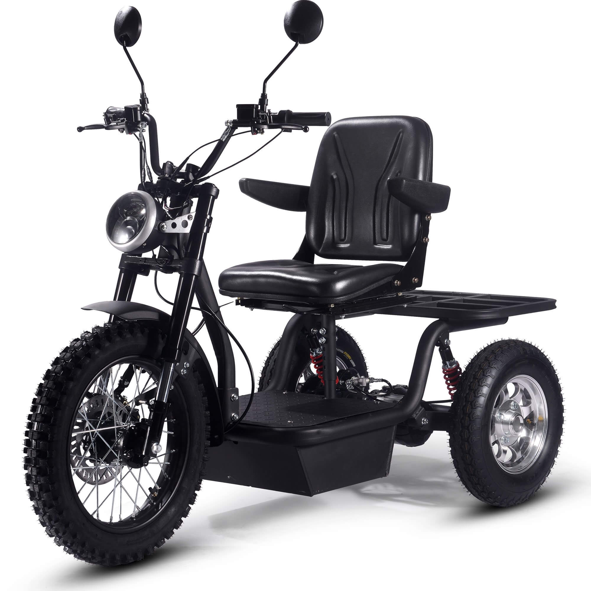 MotoTec 1800W 60V Sit/Stand Electric Powered Trike, MT-TRK-1800_Black