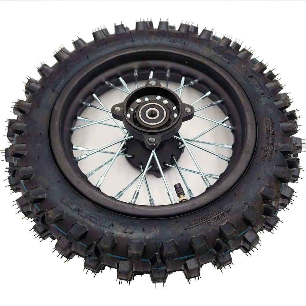 MotoTec Replacement FULL REAR WHEEL 80/100-10 for PRO 1000W Electric Dirt Bike