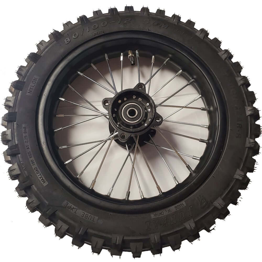 MotoTec Replacement FULL REAR WHEEL 80/100-12 for 1600W PRO Electric Dirt Bike