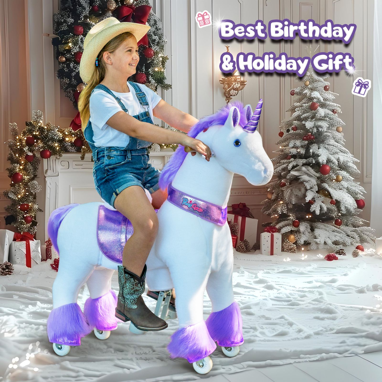 2024 Pony Cycle Ux-Series UNICORN PURPLE HOOF Ride-On Kids Toy, Vroom Rider