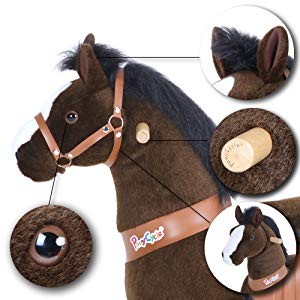 2024 Pony Cycle Ux-Series DARK BROWN HORSE Ride-On Kids Toy, WHITE HOOF, Vroom Rider