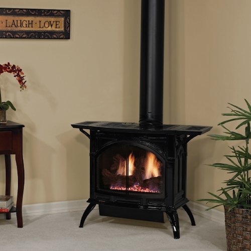 Empire DVP20CC Compact Cast Iron Direct Vent GAS Stove Natural GAS / Intermittent Pilot / Porcelain Black