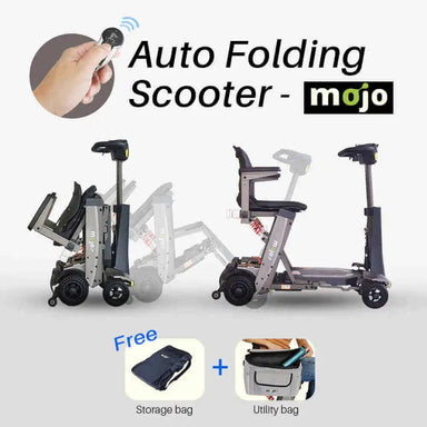 Mojo 4 Wheel Folding Electric Mobility Scooter, Shock Reduction Tires - Upzy.com