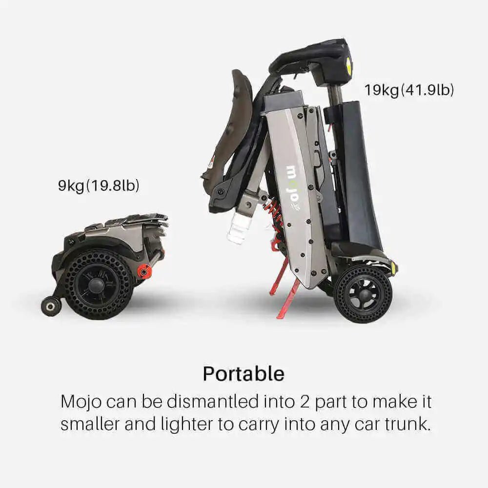 Mojo 4 Wheel Folding Electric Mobility Scooter, Shock Reduction Tires - Upzy.com